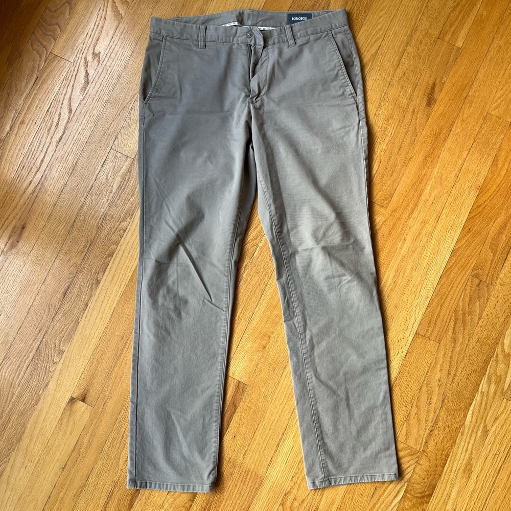 Bonobos stretch washed slim fit chinos 33x32 in dark khaki